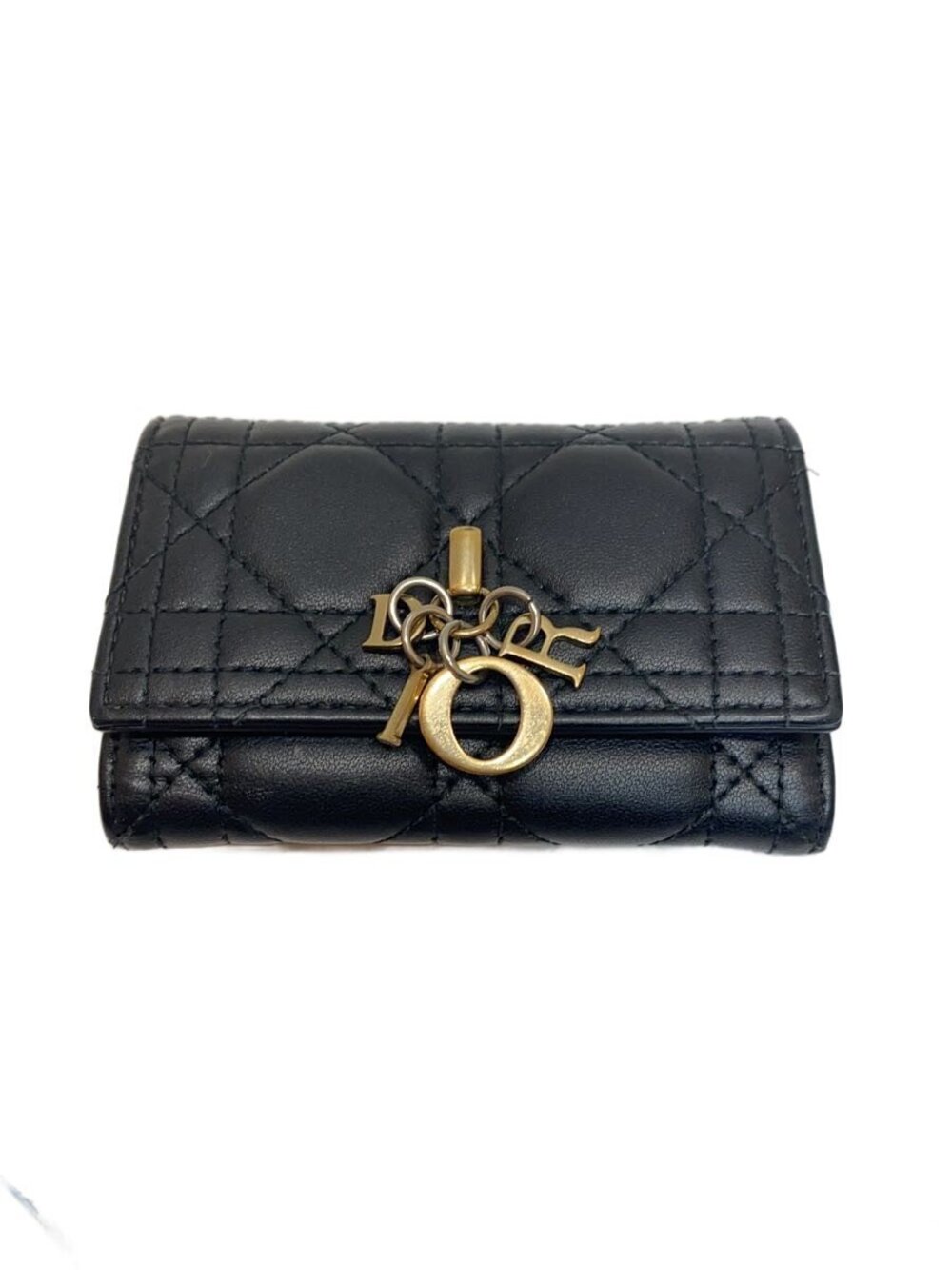 Christian Dior Miss Key Case Wallet Cannage Lambskin Sheepskin